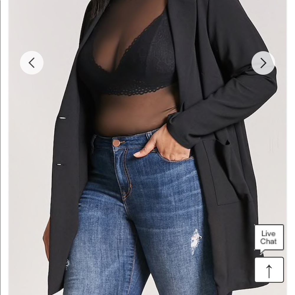 Size 3X Forever 21+ Longline Black Blazer